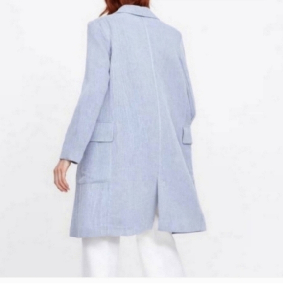 Zara Linen Blend Button Front Duster Jacket Coat Size XS - Picture 3 of 7